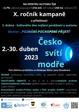 Česko svítí modře - kampaň Naděje pro Autismus