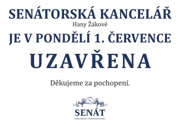 Senátorská kancelář uzavřena Senátorská kancelář uzavřena