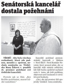 Horácké noviny o žehnání kanceláře Horácké noviny o žehnání kanceláře
