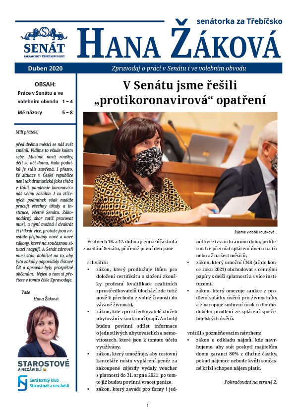 Zpravodaj Hana Žáková - duben 2020