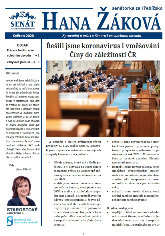 Zpravodaj Hana Žáková - květen 2020